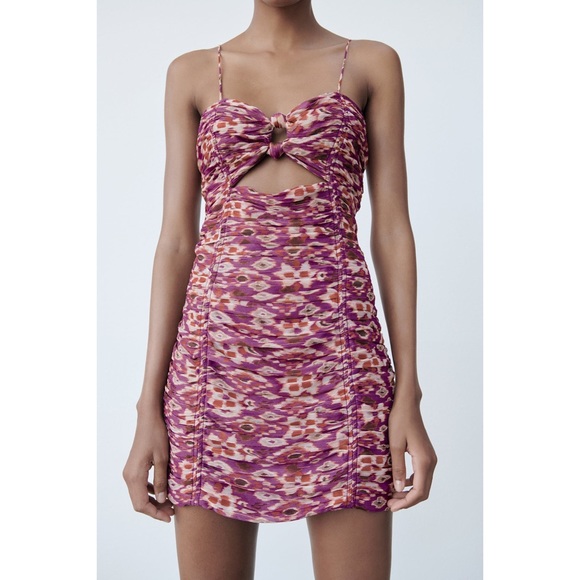 ZARA Printed Dress With Draping M NWT - Picture 5 of 12